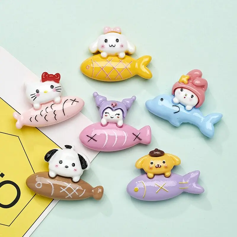 100개 귀여운 만화 산리오 멜로디 쿠로미 시리즈 레진 플랫백 스크랩북 공예 DIY 귀걸이 헤어 액세서리