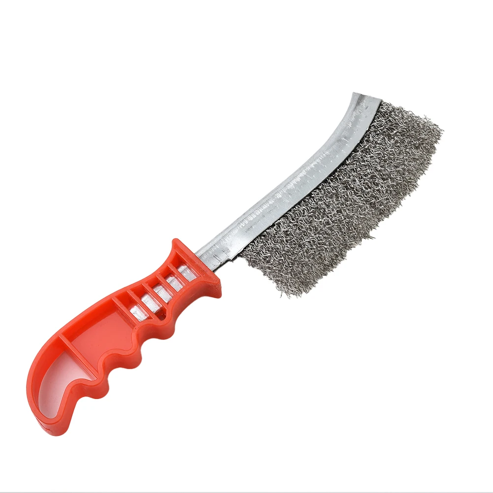 Cepillo de soldadura, limpieza de taller de alambre para costura de óxido manual, herramientas de acero inoxidable, eliminación de rojo + plata, práctico y útil
