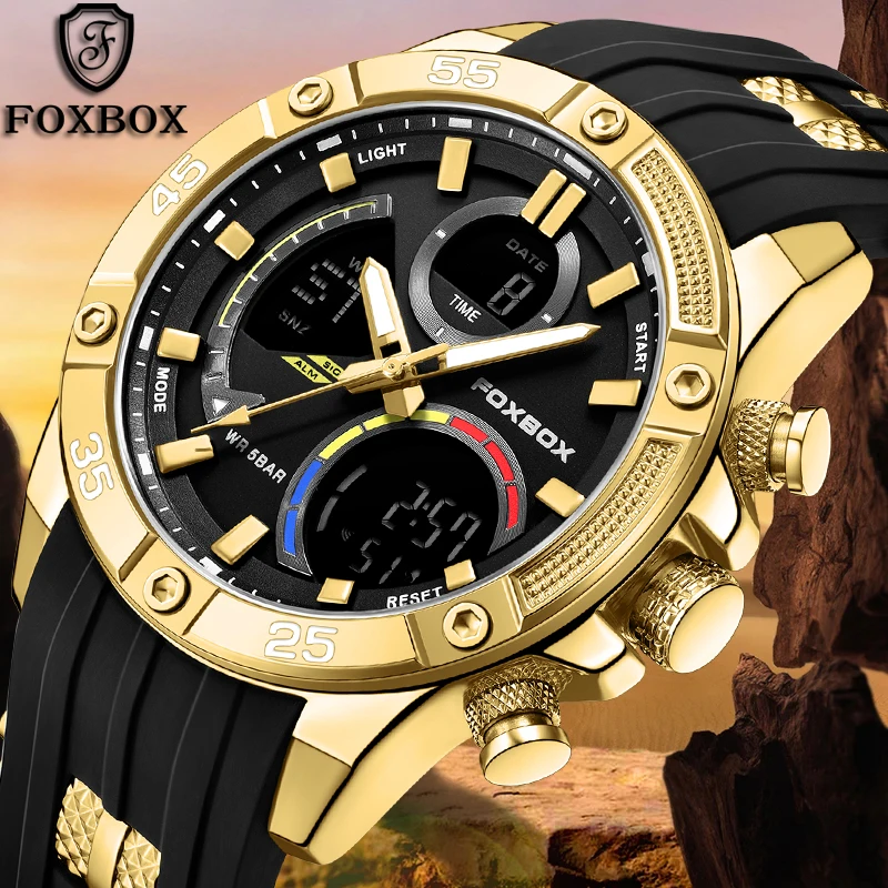 

FOXBOX Fashion Waterproof Watch For Men Classic Military Silicone Watch Men Top Brand Luxury Sports Men's Quartz Wristwatches
