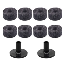 8Pcs Cymbal Stand 25mm Felt Washer + 2Pcs Cymbal Sleeves Replacement for Shelf Drum  Musical Instruments Accessories