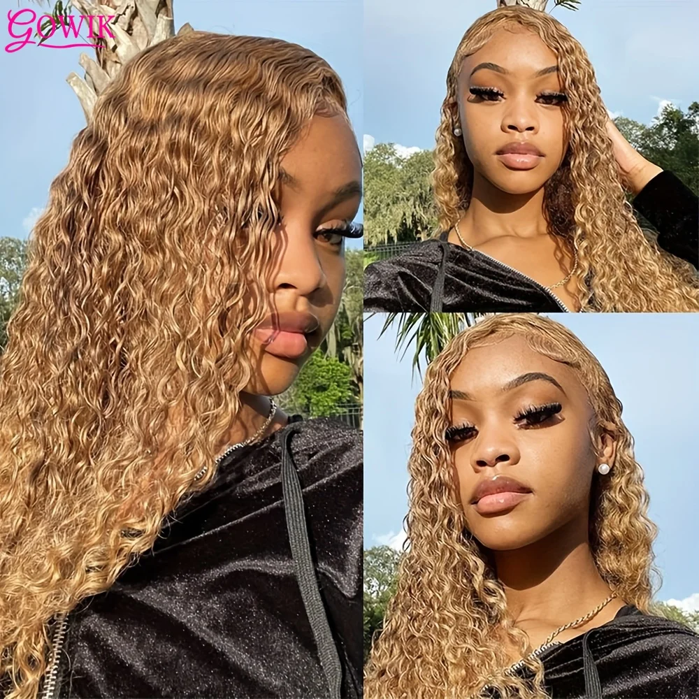 

Медовый блондин 13x6 HD Парик фронта шнурка Глубокая волна Человеческие волосы 250% Плотность Кружевные фронтальные парики Человеческие волосы Предварительно выщипанный парик медового блонда