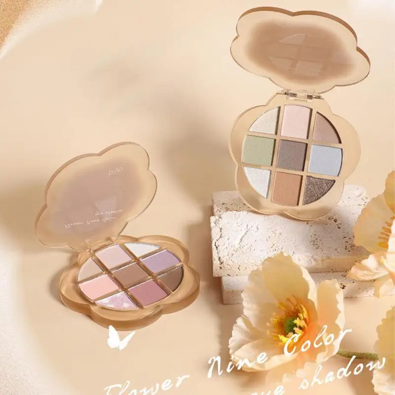 Paleta de sombra de ojos de maquillaje, 9 colores, paleta de sombra de ojos difusora, paleta de sombra de ojos de larga duración, paleta de sombra de ojos mate y brillante