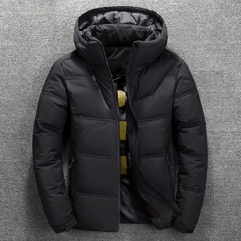 Herren Daunen jacke Winter Kapuze Puffer gepolsterte Jacken Mantel männliche Mode lässige Oberbekleidung einfarbig Daunen mantel warm