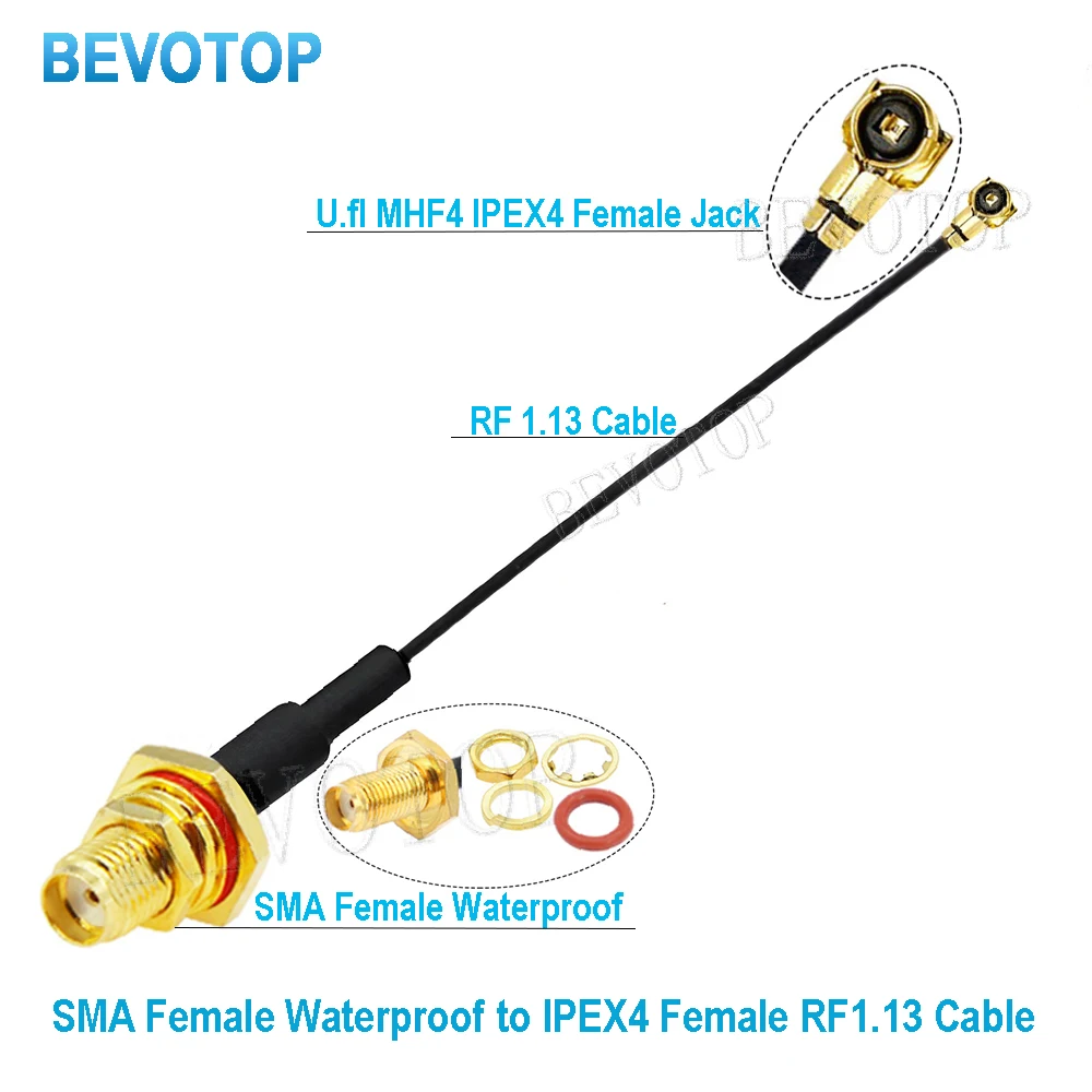 2Pcs/lot RG1.13MM Extension Cable uFL u.FL IPX Female to Waterproof SMA Female Jack Adapter RF Coaxial Pigtail WIFI Antenn