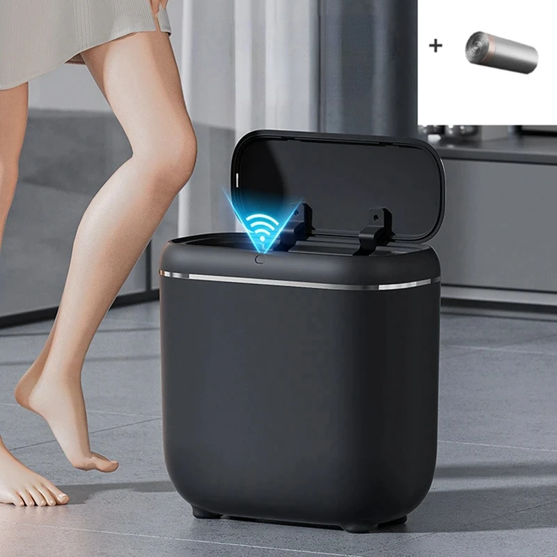 14L Automatic Sensor Trash Can Electric Touchless Smart Bin Kitchen Bathroom Waterproof Bucket Garbage With Lid Easy To Use