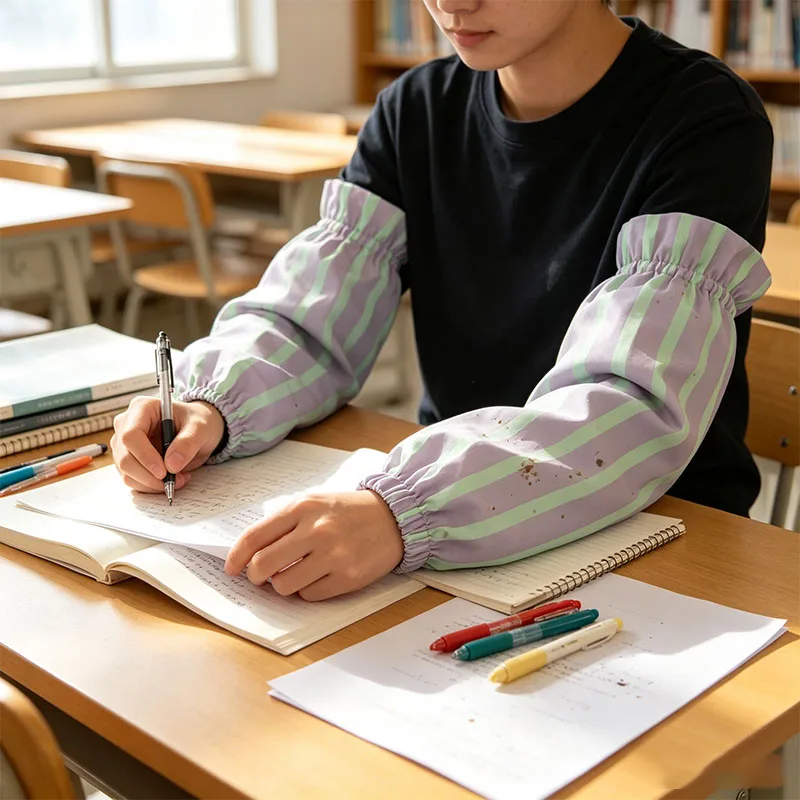 Soft Polyester Striped Sleeves Protectors with Stain Resistant Water Repellent for Office Campus Daily Kitchen Chores
