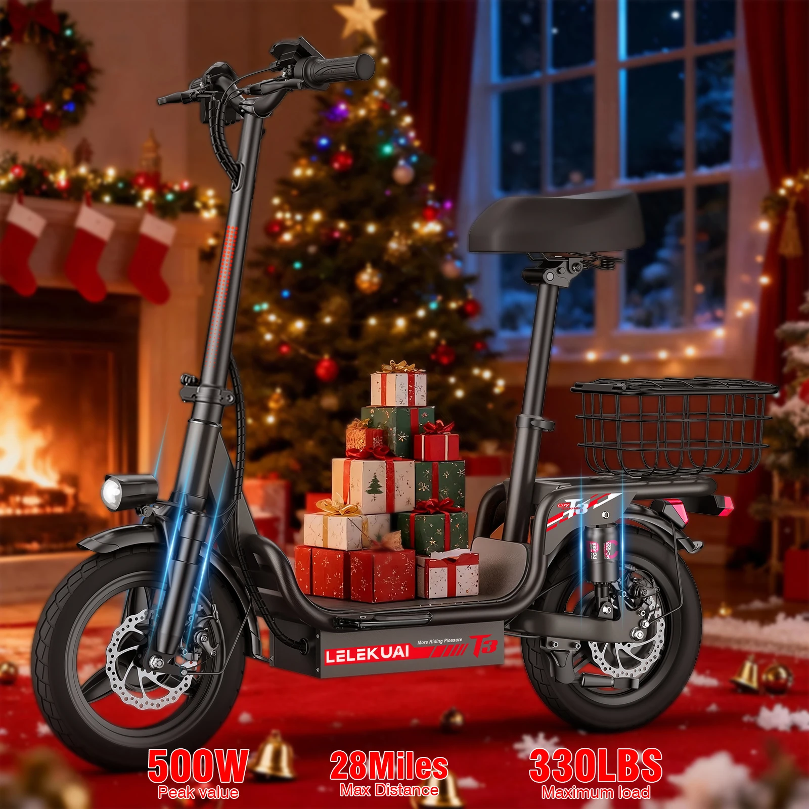 

500W Adult Electric Bike with 48V /Power Dual System, 20mph Speed,back seat Large Storage Seat - Heavy-Duty Folding Electric Bik