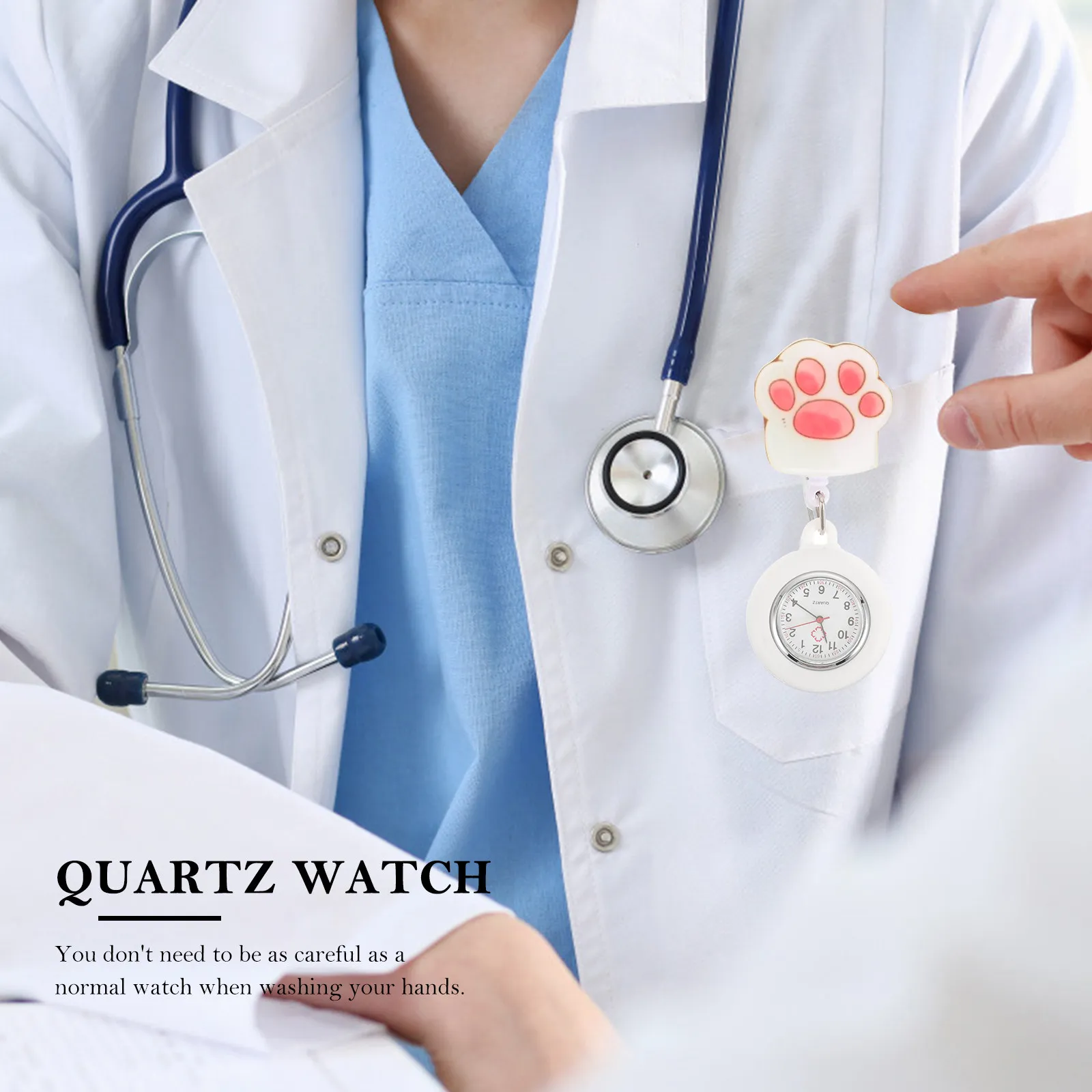 Telescopic Electronic Nurse Pocket Watch Portable Hanging Medical Use Long-Lasting Watch Nurse Watches for Women