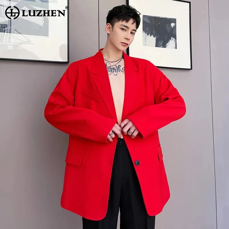 LUZHEN Niche Design Loose Solid Color Casual Blazer Coat Men's Korean Handsome Fashion Formal 2024 Versatile Jackets Tops LZ7841