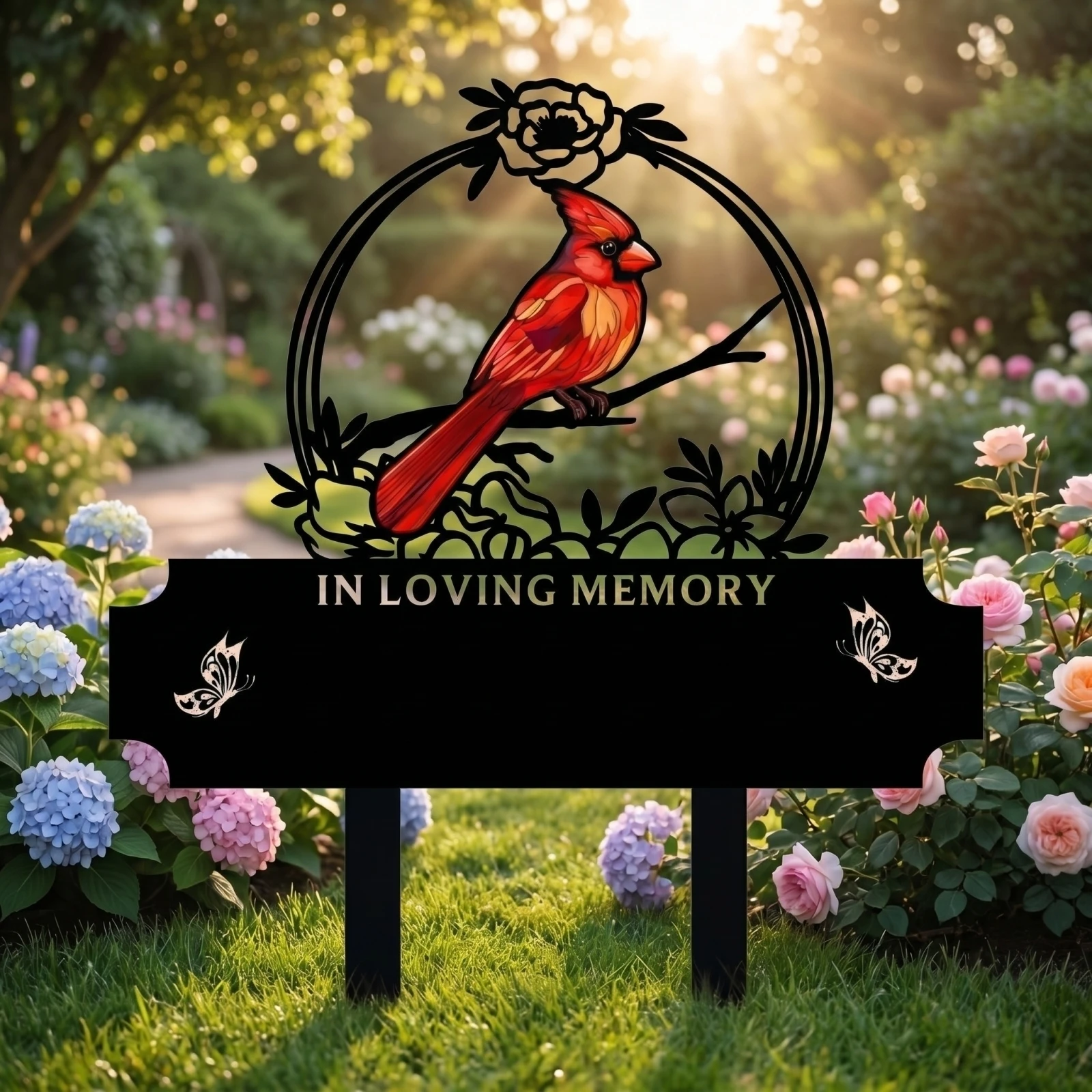 Estaca Decorativa de Metal con Forma de Pájaro Rojo, Adorno Creativo para Jardín, Decoración para Patio