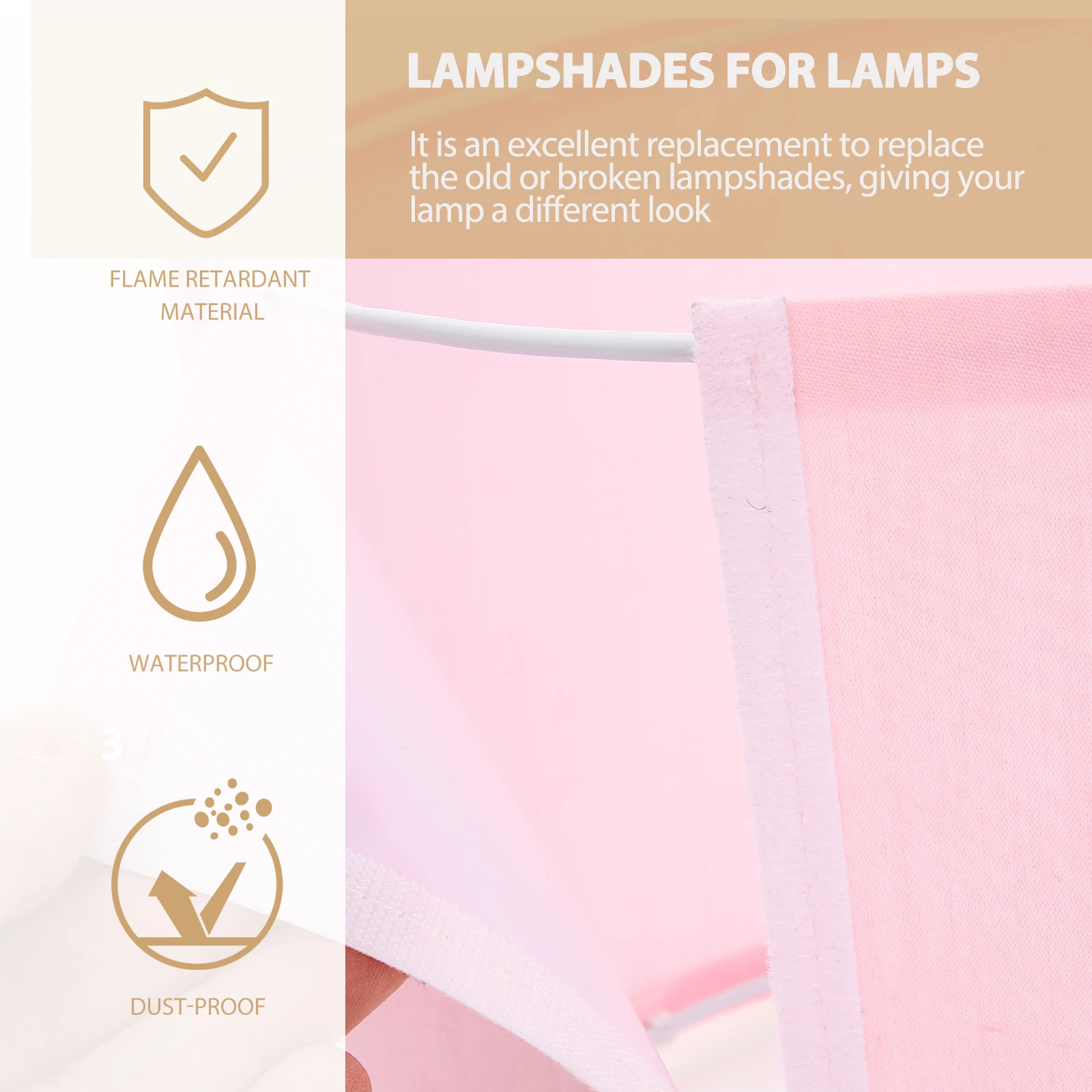 

Retro Fabric Lampshade Pink Round 300MMx200MM Detachable for Bedroom Living Room Decor Cloth Lampshades Small