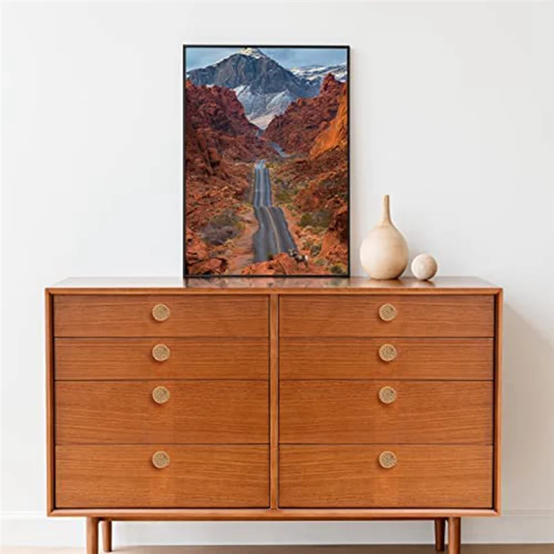 Lèvent de Commode Boho en Rotin, Ronds en Bois, avec Vis, de 35mm, 12 Pièces