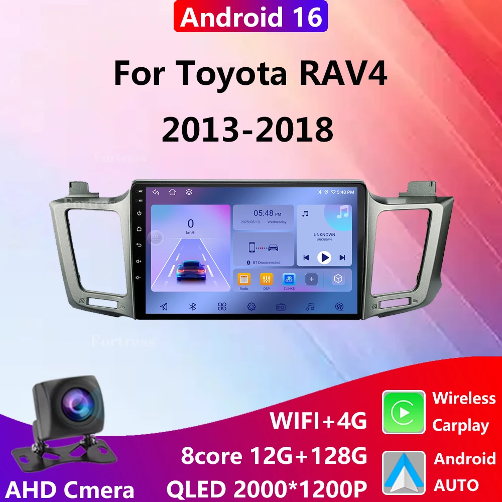 Автомобильный радиоприемник Android 16 для Toyota RAV4 RAV 4 2013-2018 Мультимедийный видеоплеер 4G Carplay GPS Стерео головное устройство Авто WIFI + 4G