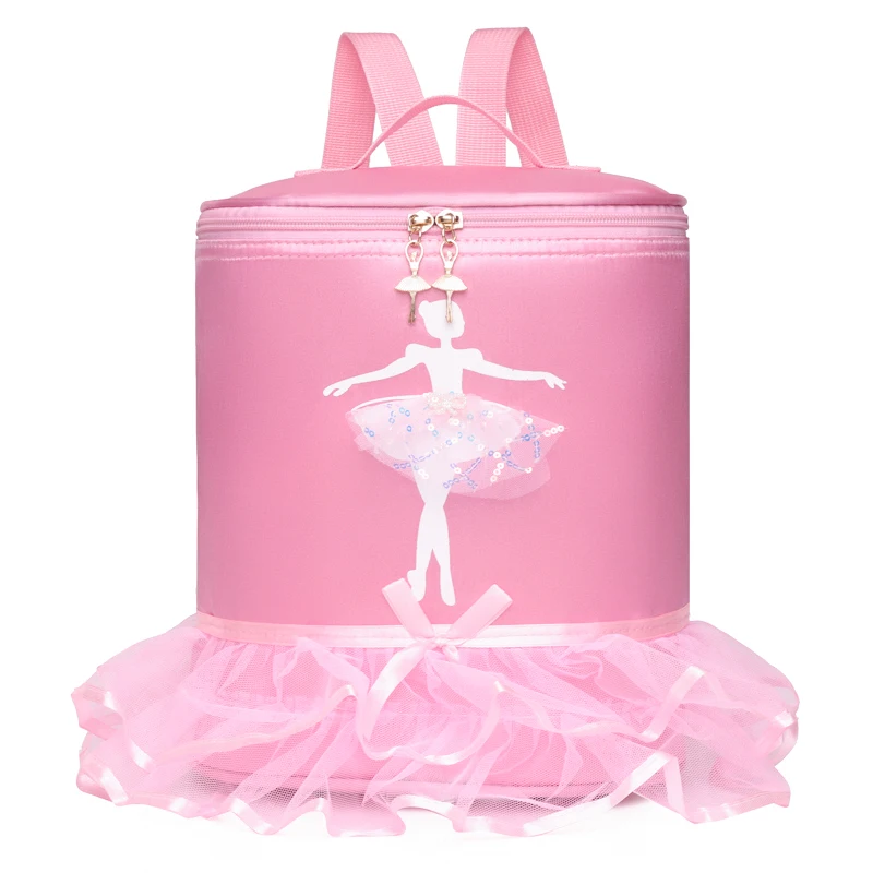 Ballet Dance Bags Pink Girls Kid Gymnastics Backpack Waterproof Embroidery Sports Barrels Package Lovely Princess Bag