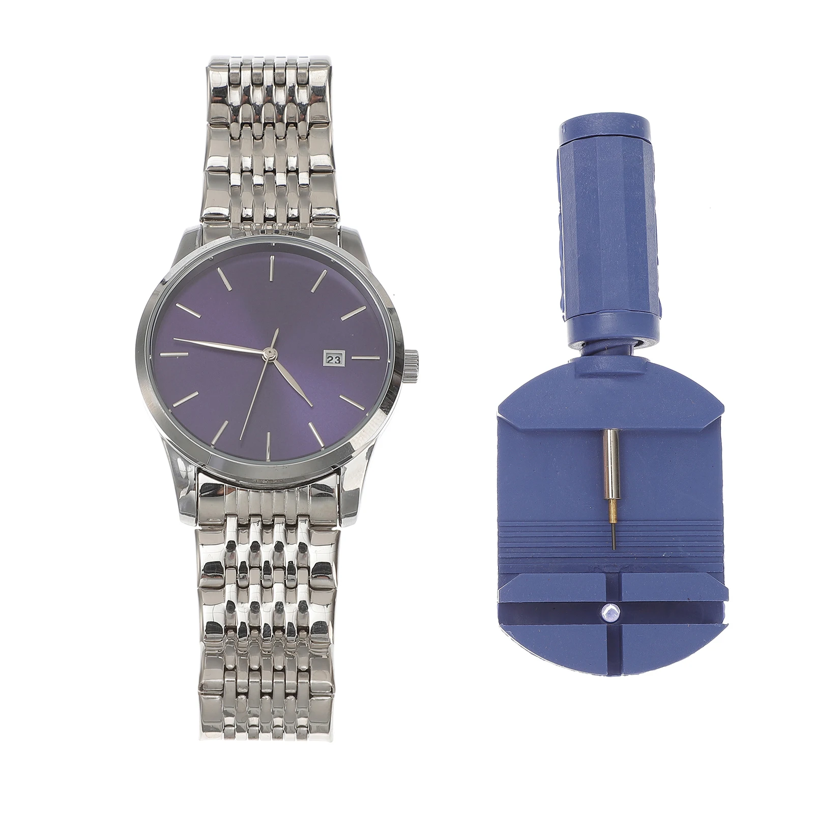 

Quartz Watches Basic Waterproof Business Wristwatch Luxury Design Men Blue and Silver