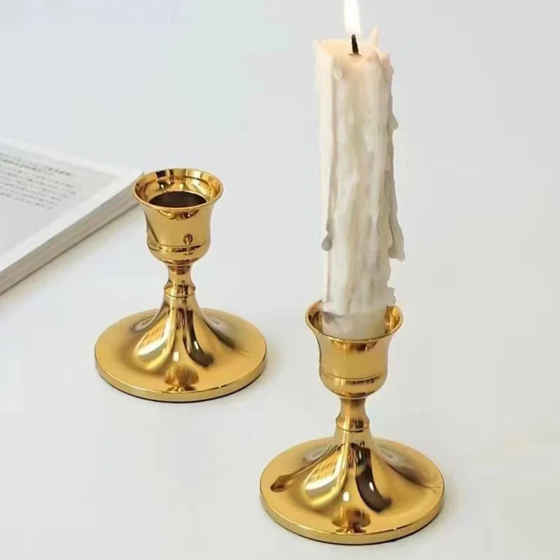 Affordable candle holder set, short retro black and silver candle holder, suitable for wholesale bulk purchase