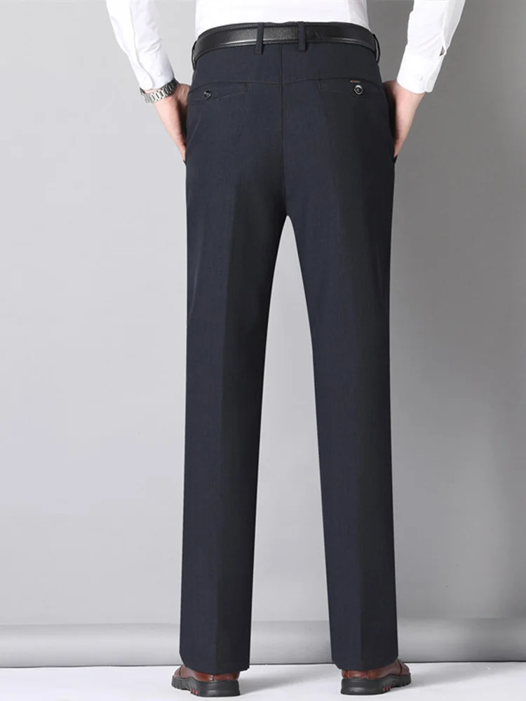 Autumn Winter Men's Business Pants Loose Straight Formal Classic Solid Color Work High Waist Black Trousers Men Plus Size 40