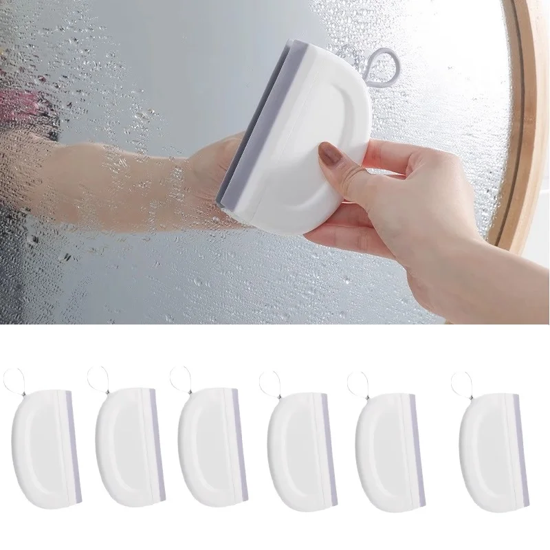6pcs Modern Mini Window Squeegee TPR Rubber Shower Squeegee for Bathroom Mirror Kitchen Countertop Water Cleaning Scraper