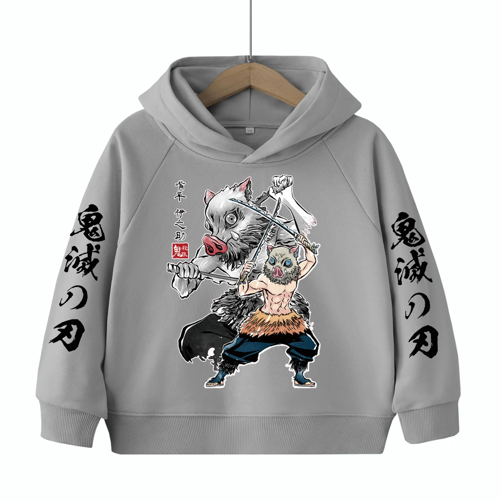 Demon slayer inosuke anime infantil-moletom harajuku hip hop pulôver tops moletom