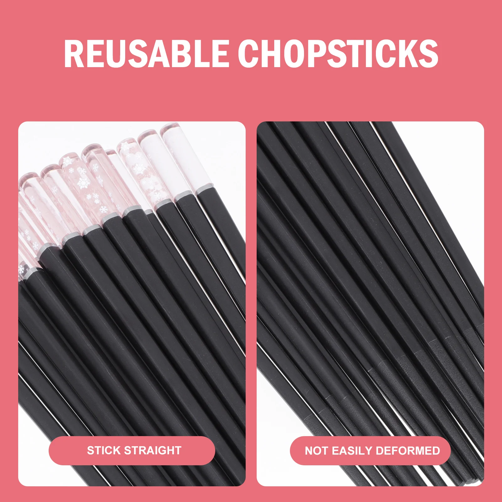 

10 Pairs Snowflake Chopsticks Reusable Non Slip Home Dinnerware Light Alloy Safe Hygienic Environmentally Friendly Super