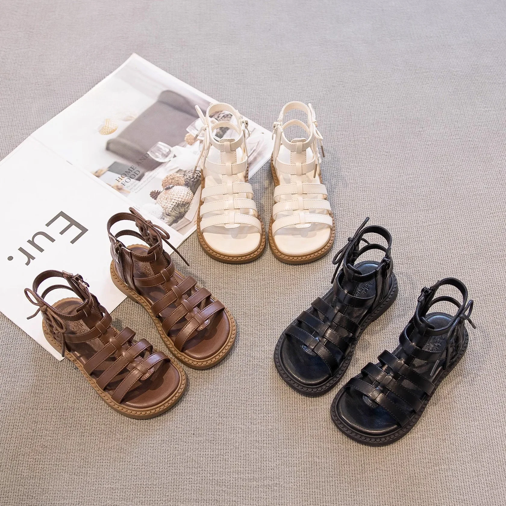 

Kids Sandals 2026 Summer Sandals for Boy Fashion Children Cut-Outs Beach Shoes Braided Style Causal Walking Flat Sandals