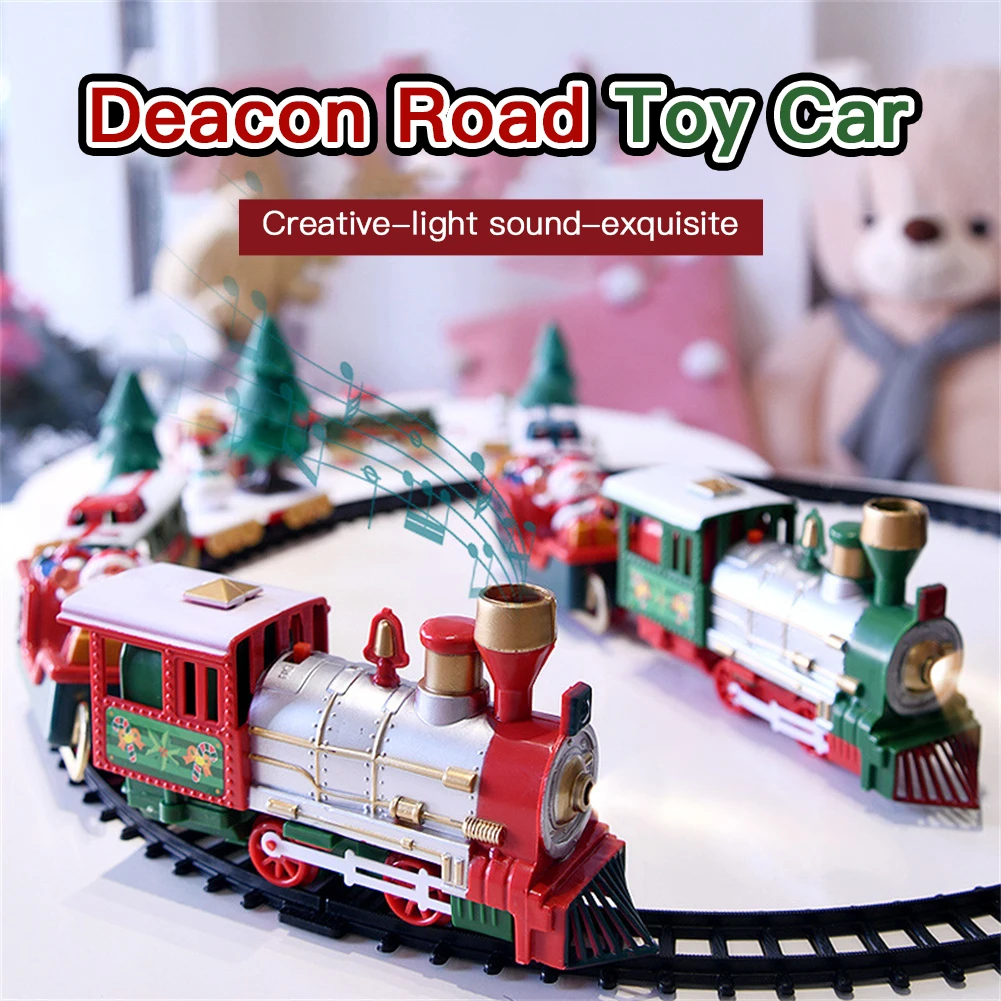 

Boxed Electric Rail Small Train Plastic Rail Car Train Track With Light Sound Electric Toy Christmas Children's Train Toys B067