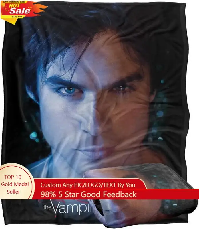 

Vampire Diaries Blanket, 60"x80" Damon Eyes Silky Touch Super Soft Throw Blanket Custom blankets