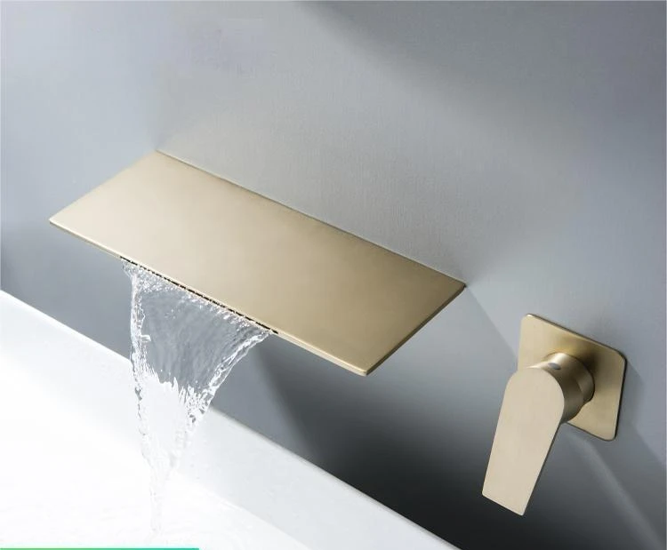 Light Luxury 304 Stainless Steel Wall Golden Concealed Basin Hot and Cold Faucet Waterfall Bathroom Bathtub Washbasin