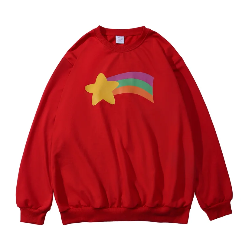 

Anime Mabel Pines Hoodie Cosplay Costume Red 3D Print Rainbow Star Sweatshirt Halloween Suit