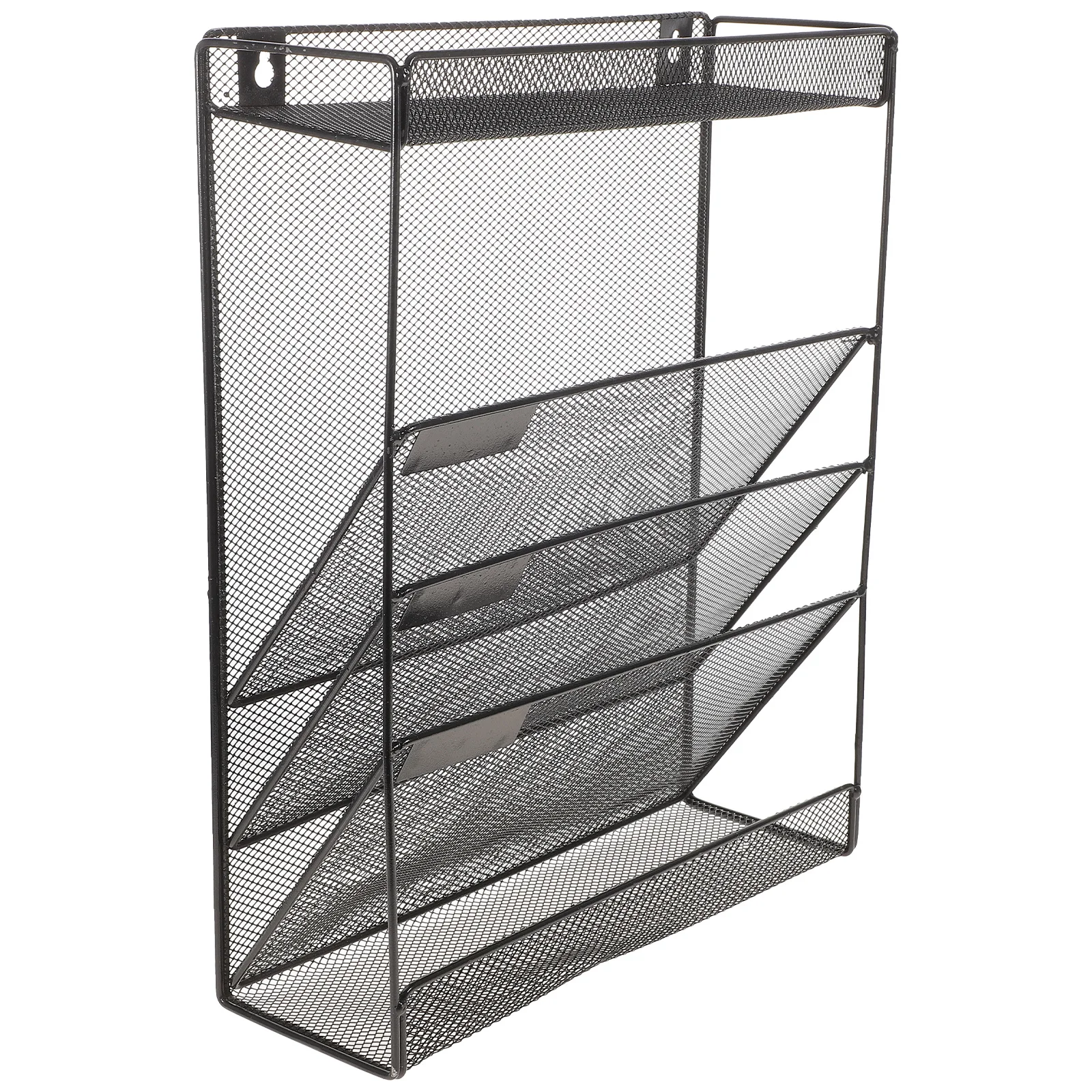 

Metal Wall Rack Mesh File Holder Office Magazine Rack Hooks Practical Storage Organizer for Documents Books Files
