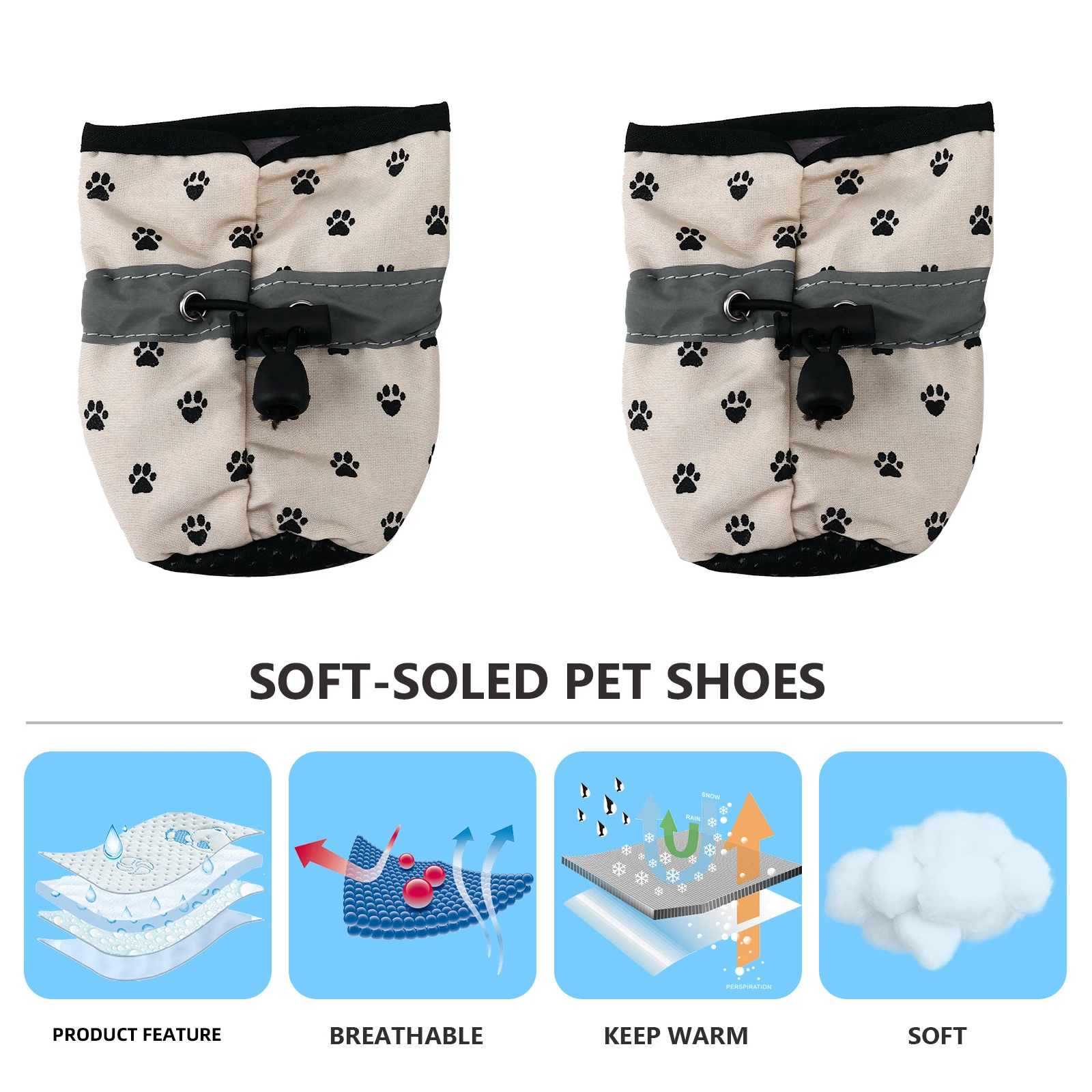 

4pcs Shoes Pet Booties Warm Waterproof Anti Skid Soft Dog Paw Protectors Sole Cloth Puppy Paw Protectors Indoor Outdoor