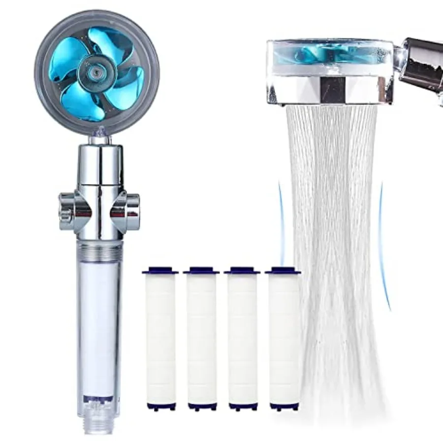 

ANTOWER High Pressure Handheld Showerhead with filters Vortex hydro jet Turbo Propeller 360 Degrees Rotating Easy Install