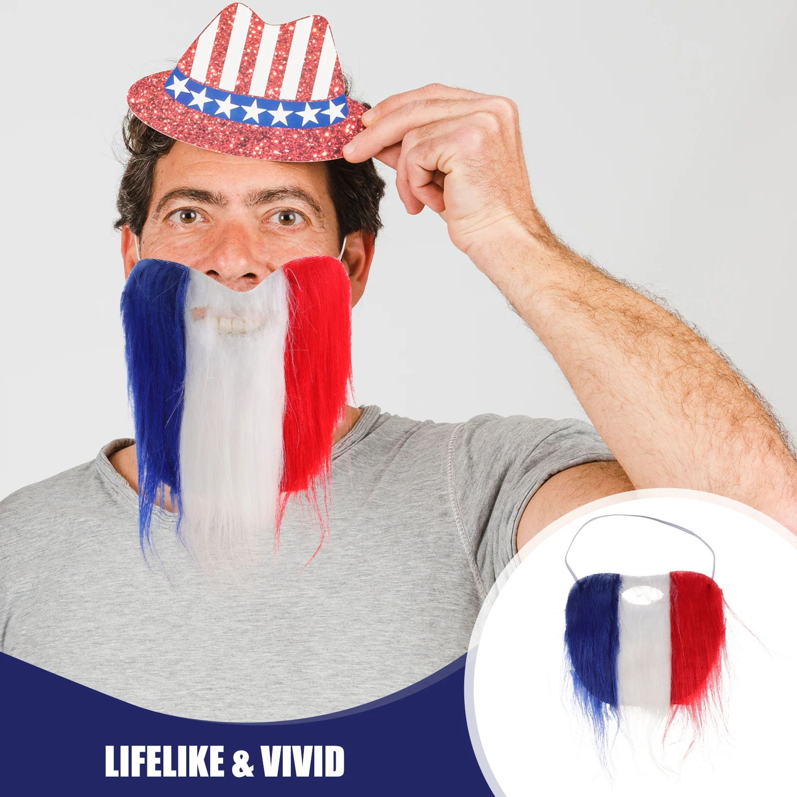 

Fake Mustache Realistic Fake Beard Stable Material Easy Wear Cosplay Party Masquerade Performance Independence Day Prop