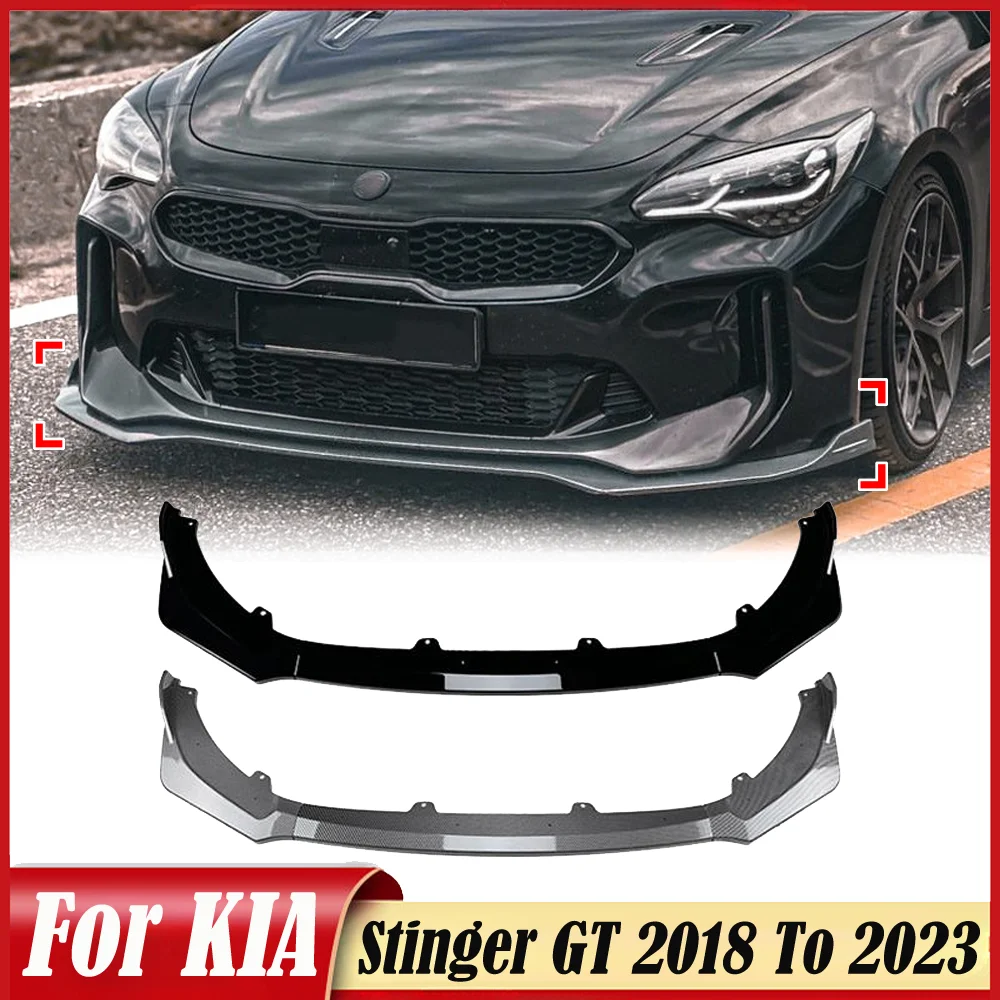 

Front Bumper Lip Spoiler For KIA Stinger GT 2018 To 2023 Lower Blade Splitter Diffuser Guard Tuning Body Exterior Decorate Kits