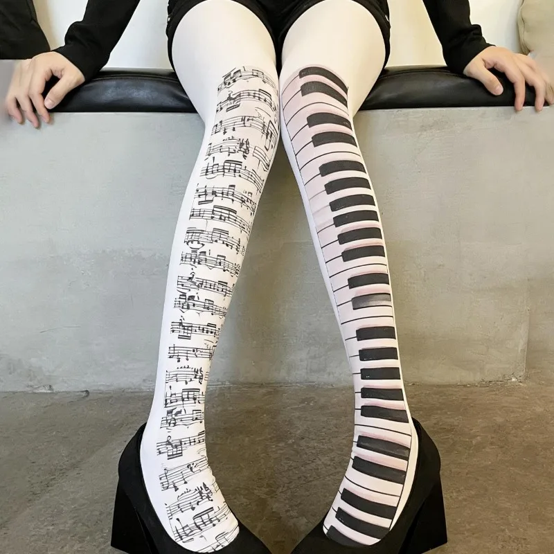

Y2K All-season Musical Note Printrd Tights Leggings