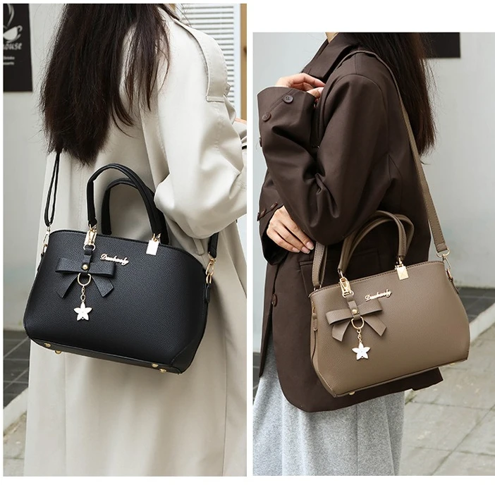 Wear-resistant PU leather hand-held women's bag, large-capacity commuter hand-held shoulder crossbody bag