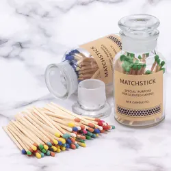 80pcs Transparent Medicine Vial Bottle Matches Special Purpose for Scented Candle 7.5cm Matchsticks Multi-Color Type Match