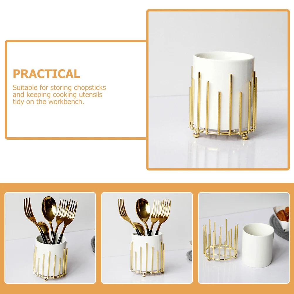 

Chopstick Holder Ceramic Kitchen Utensil Holder Spoon Cutlery Display Organizer Practical Ceramic Box for Tableware