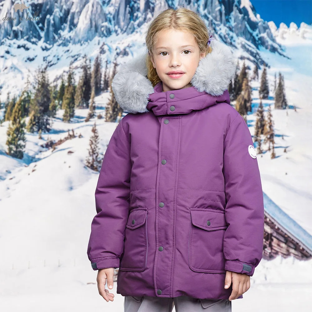 

Dave Bella Girls Thicken Down Parka Hooded Jacket Children Winter Warm Down Coats Windproof Outwear Clothes DKH19334-A