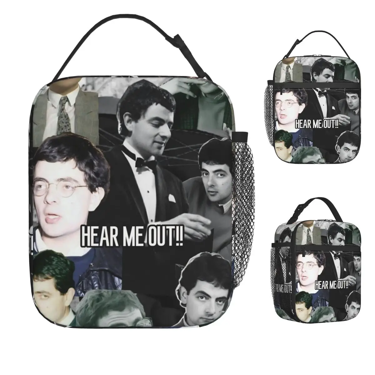 

Cartoon Mr. Bean Rowan Atkinson Comedian Lunch Bag Portable Lunch Box School Print Cooler Bag Casual Thermal Tote Handbags