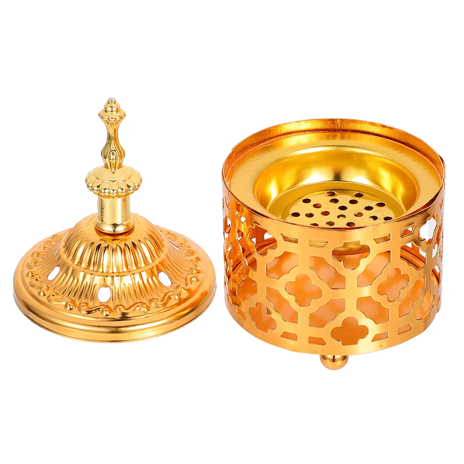

Iron Incense Burner Creative Hollow Carved Home Aroma Stove Censer Decor for Living Meditation Temple Ornament