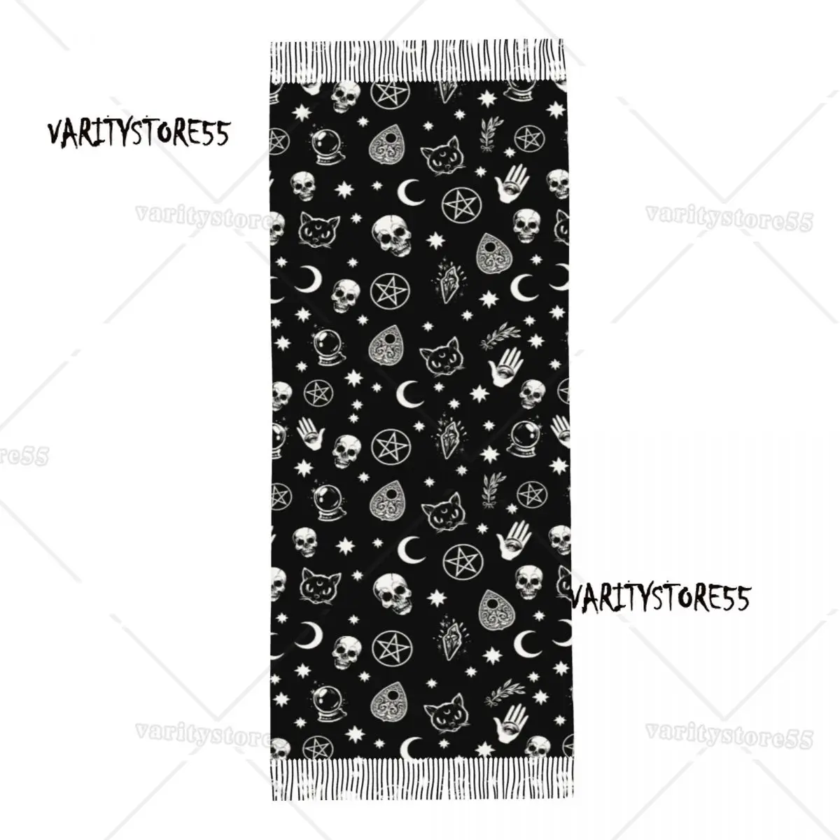 Custom Print Halloween Witch Gothic Skull Scarf Women Men Winter Fall Warm Scarves Shawls Wraps