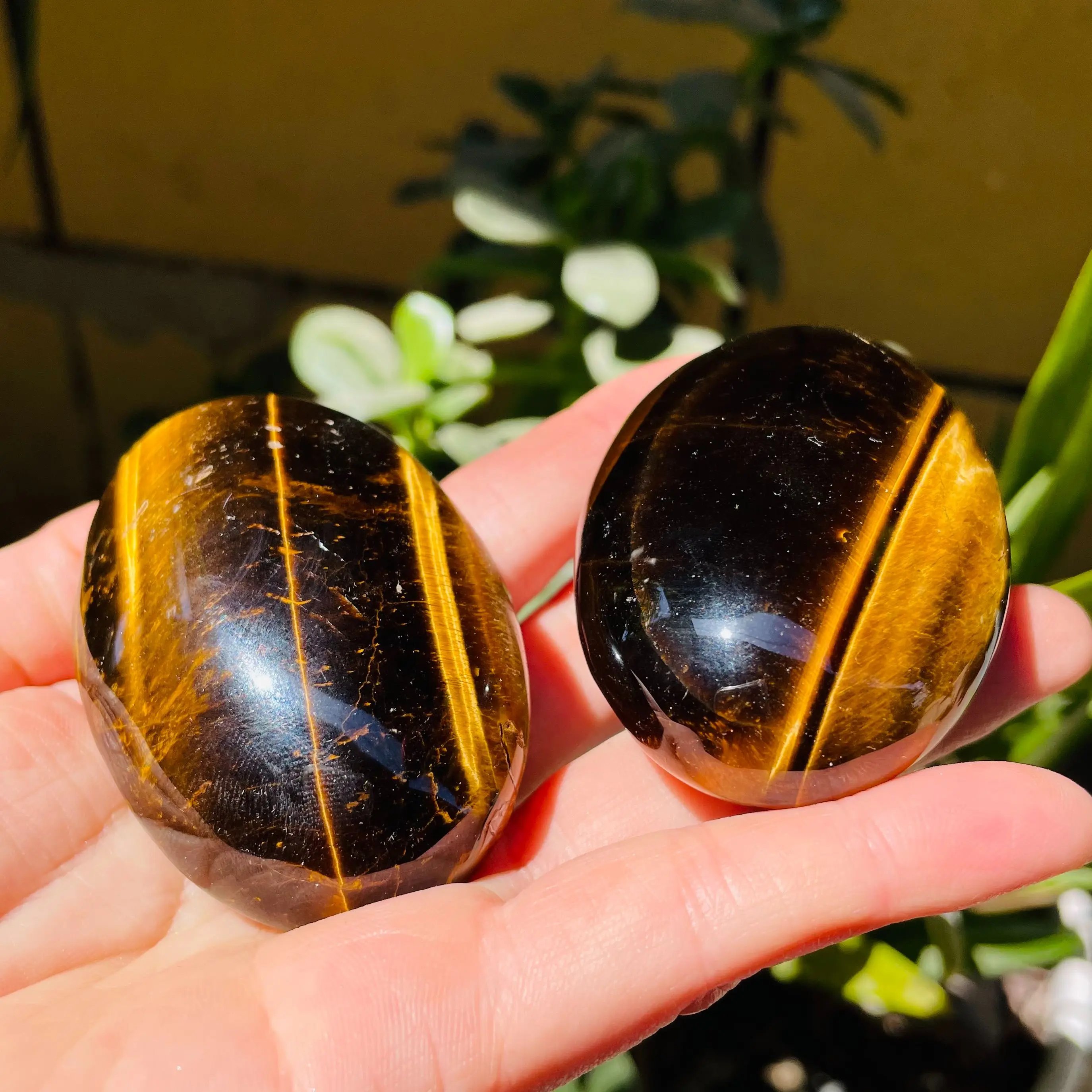 6-7cm High quality! Natural Gemstone Yellow Tiger Eye Crystal Plam Stone Chakra For Energy