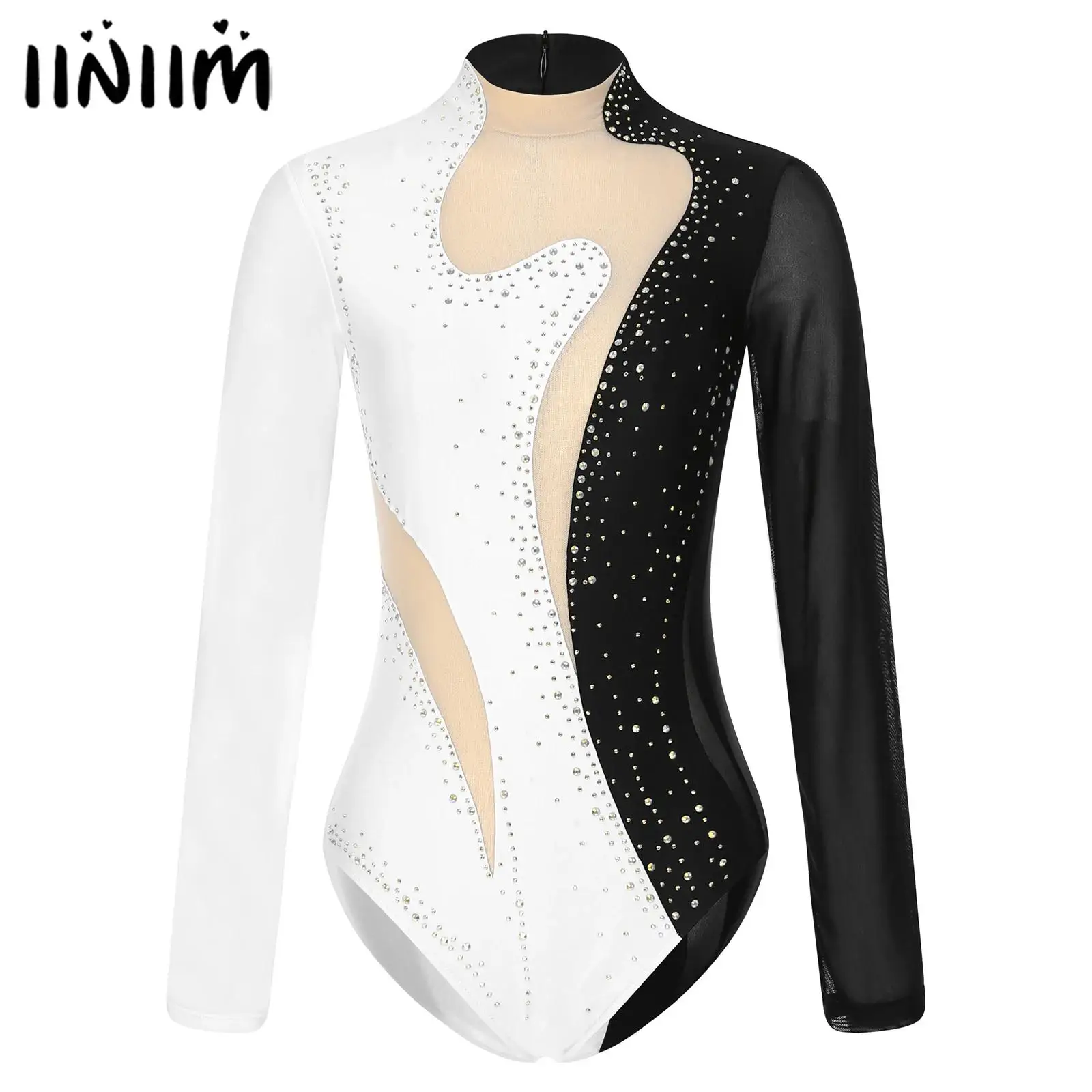 

Womens Gymnastics Artistic Figure Skating Ballet Modern Dance Costume Sparkling Rhinestone Ballet Jersey Tight Fitting Jumpsuit