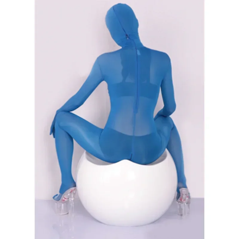 Medias transparentes de seda de hielo, Body de cuerpo completo, ropa fetiche, traje Zentai, mono, Catsuit, medias