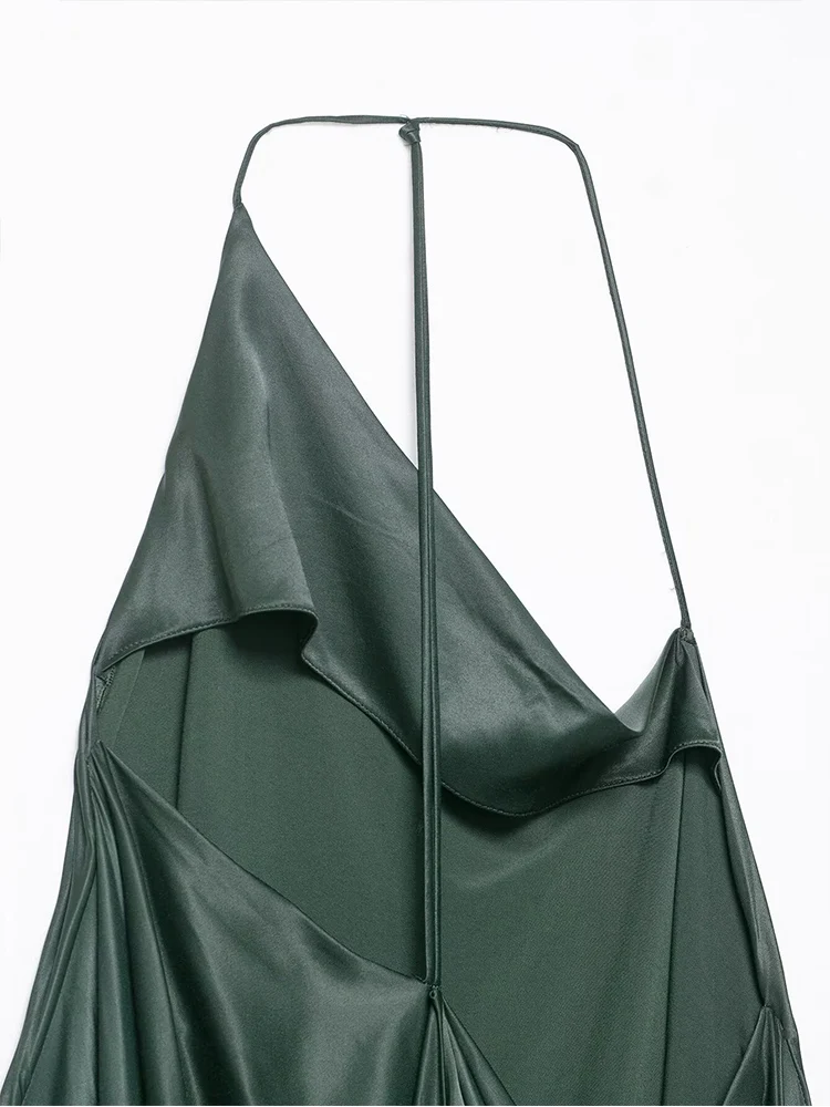Asymmetric Dress Women 2025 Summer Women's Satin Halter Dresses Sleeveless Backless Long Dresses Sexy Evening Party Dresses