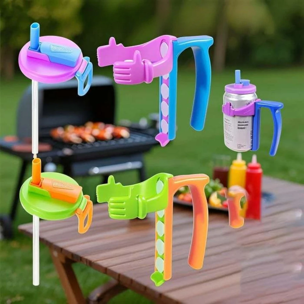 

Soda Can Lids and Holders with Anti-overflow Cup Lid Straw Can Stand Party Toast Glasses Clinked Can Holders Outdoor Picnic Use