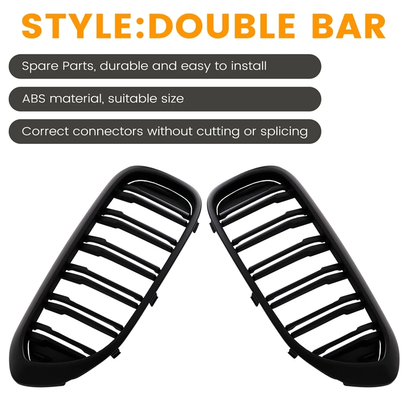 

Front Bumper Grilles Line Style for BMW Double-Matte BlackJAS