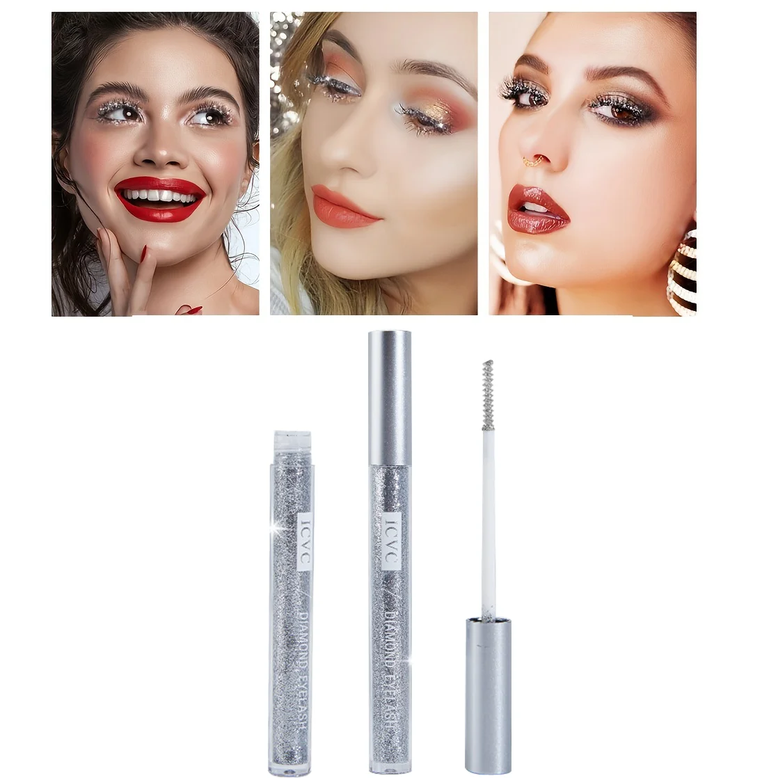 Mascara con diamanti scintillanti e paillettes glitter impermeabili