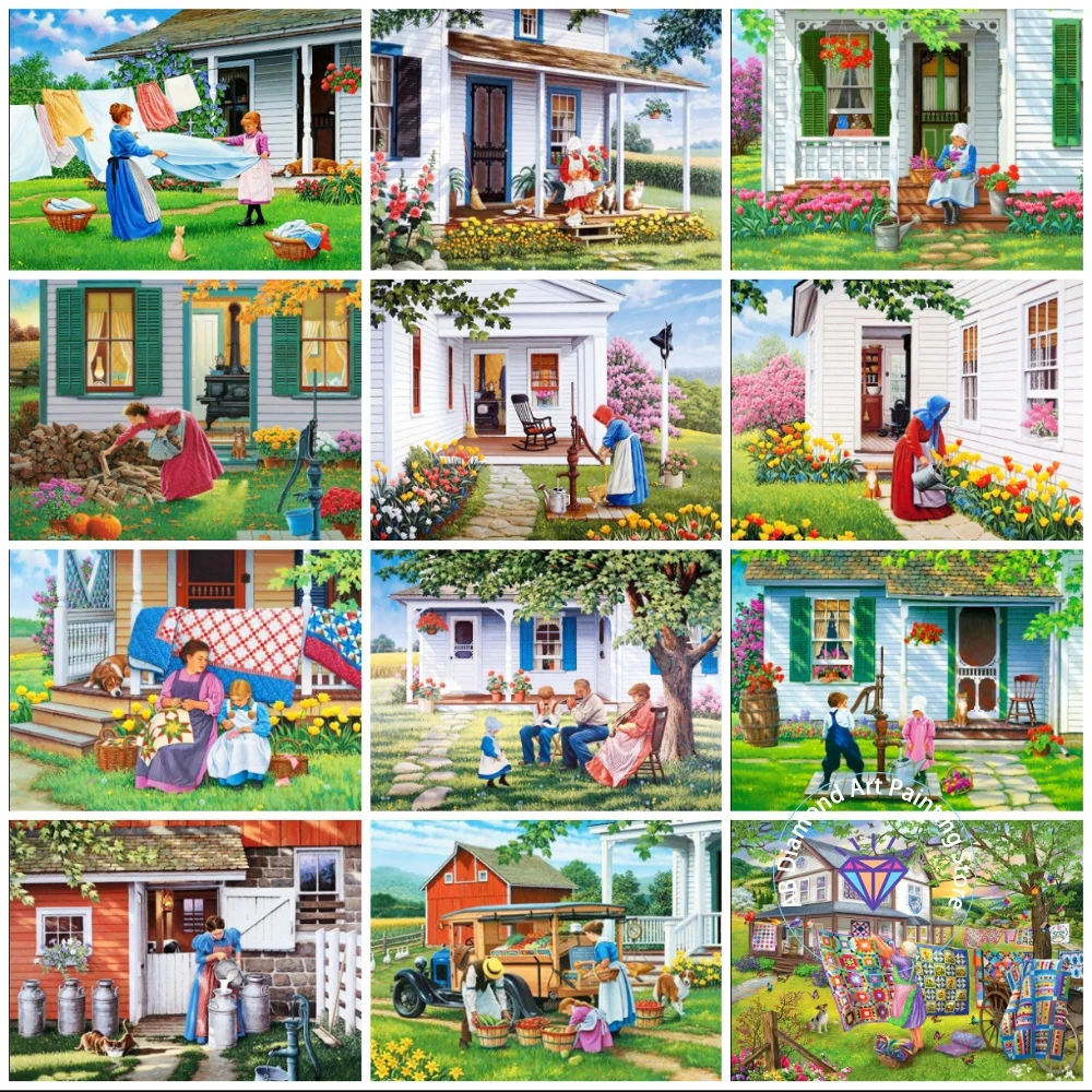 

New Farm Garden AB Diamond Painting Kit Square Round Diamond 5D DIY Mosaic Cross Embroidery Handmade Art Adult Gift Home Decor